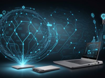 Imagem ilustrando o curso de telecomunicações online, com foco em telefonia fixa e móvel, e o futuro das telecomunicações.