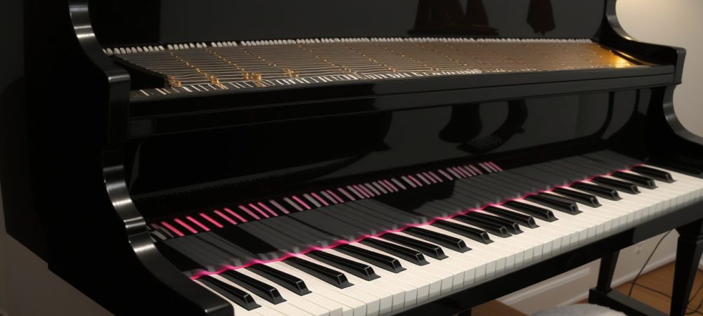 Teoria Musical: Explorando Escalas e Harmonia em um Estúdio Moderno Representação visual da teoria musical, com foco em escalas musicais e harmonia em um estúdio moderno e inspirador.