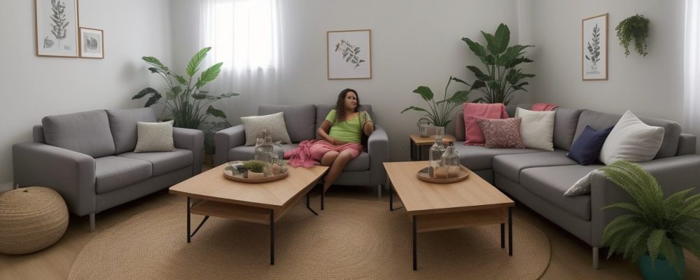 Imagem que representa a terapia familiar, mostrando uma família reunida, interagindo e se comunicando de forma aberta e saudável