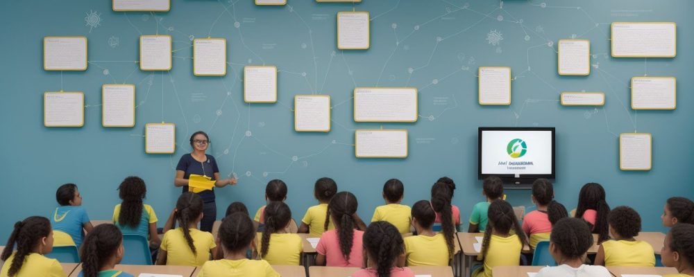 Imagem mostrando diferentes tipos de deficiência intelectual representados visualmente, com pessoas recebendo apoio e educação inclusiva.