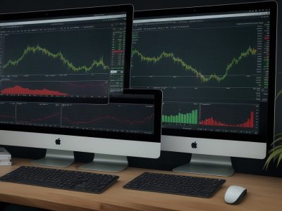 Imagem de um trader estudando em um curso online, com gráficos e estratégias de trading em destaque.