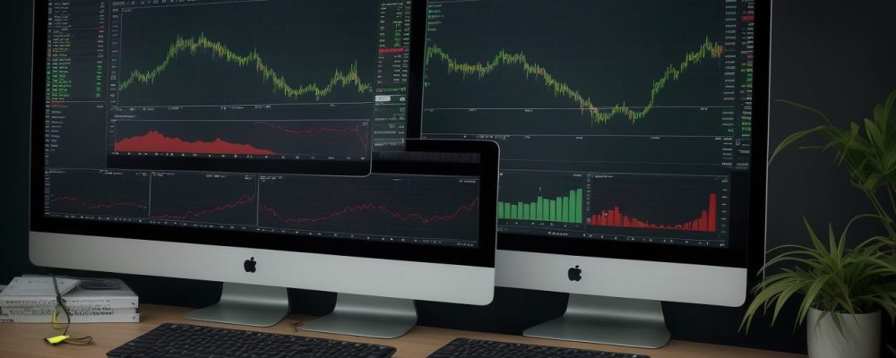 Imagem de um trader estudando em um curso online, com gráficos e estratégias de trading em destaque.