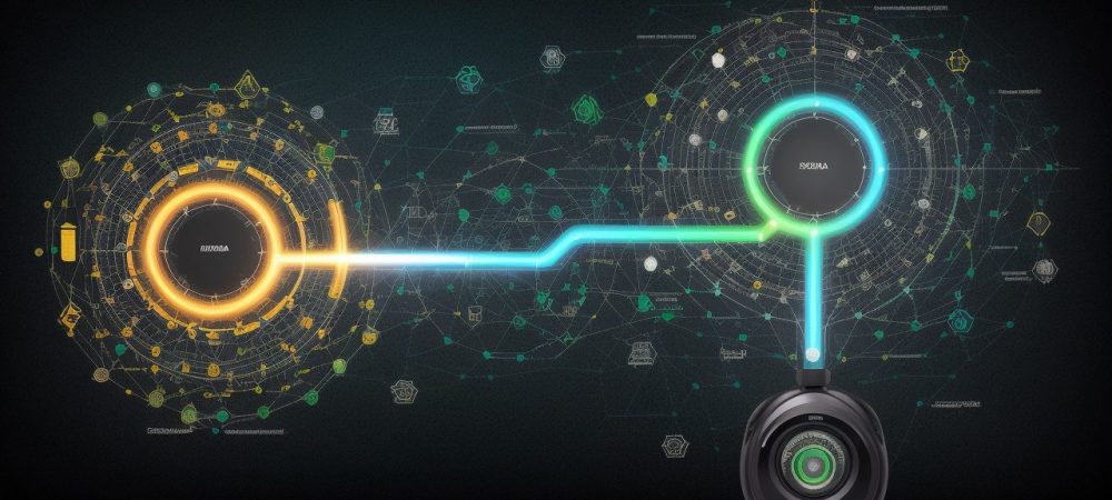 Representação visual da transformação digital, com foco em curso online e inovação, mostrando o futuro dos negócios.