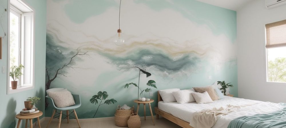 Ambiente sendo pintado com rolo de pintura, representando o artigo sobre pintura de interiores e dicas para iniciantes em pintura de casa.