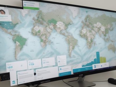 Profissionais de saúde trabalhando em equipe, analisando dados e implementando ações de vigilância epidemiológica para proteger a saúde da comunidade.