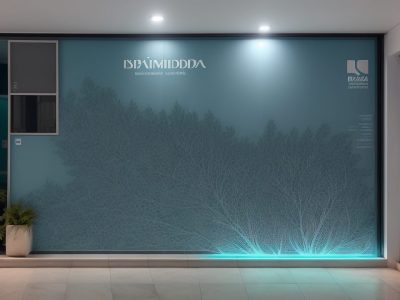 Ilustração de técnicas de visual merchandising sendo aplicadas em um ambiente de serviço público, com foco na exposição de produtos e layout de loja.