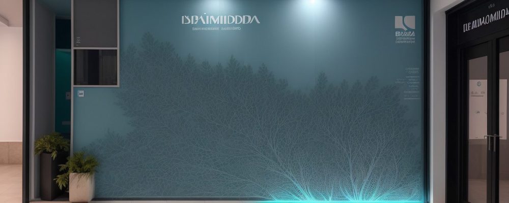 Ilustração de técnicas de visual merchandising sendo aplicadas em um ambiente de serviço público, com foco na exposição de produtos e layout de loja.