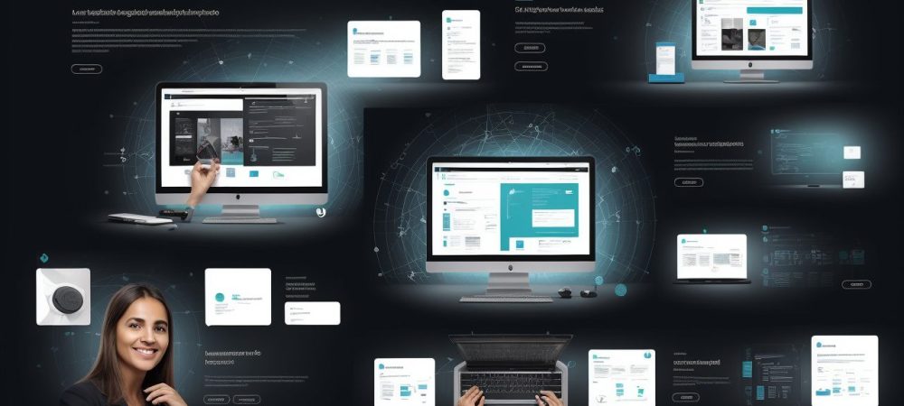 Representação visual de um curso online de web design avançado, com foco em design responsivo e ferramentas para servidores públicos.