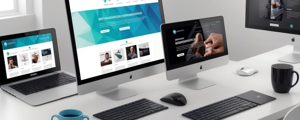 Interface de site moderno com elementos de web design avançado, representando o serviço público e um curso de web design com certificado