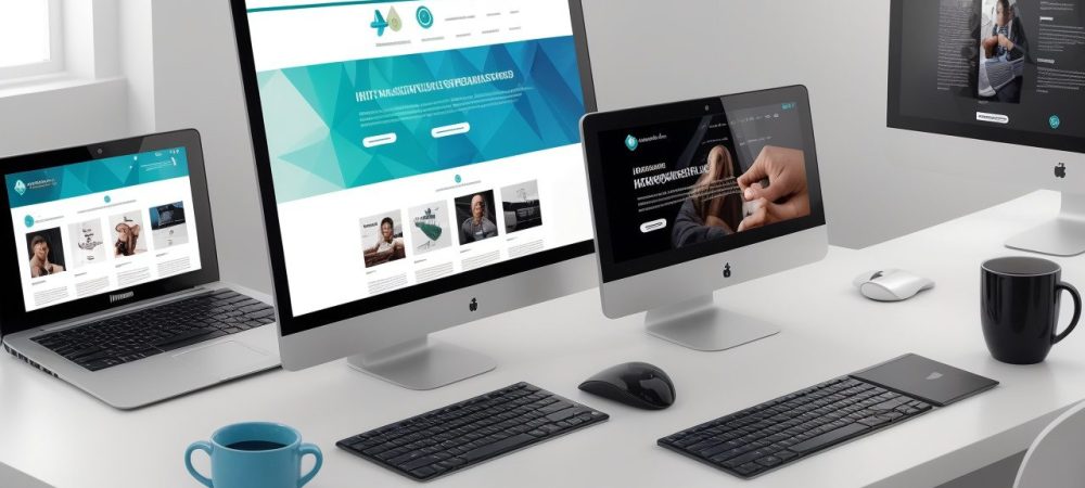 Interface de site moderno com elementos de web design avançado, representando o serviço público e um curso de web design com certificado