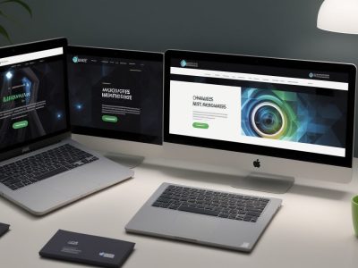 Ilustração mostrando um aluno aprendendo web design, com elementos de código e design responsivo.