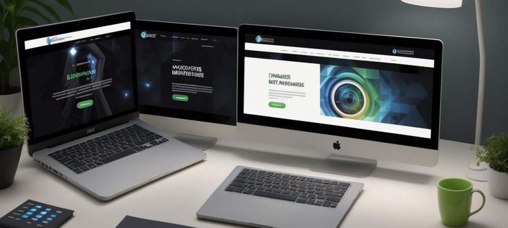 Ilustração mostrando um aluno aprendendo web design, com elementos de código e design responsivo.