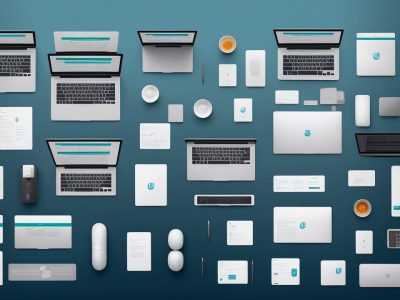 Ilustração mostrando um site moderno sendo criado, com um servidor público aprendendo web design para melhorar os serviços online.