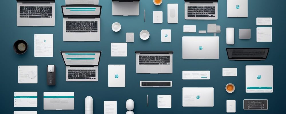 Ilustração mostrando um site moderno sendo criado, com um servidor público aprendendo web design para melhorar os serviços online.