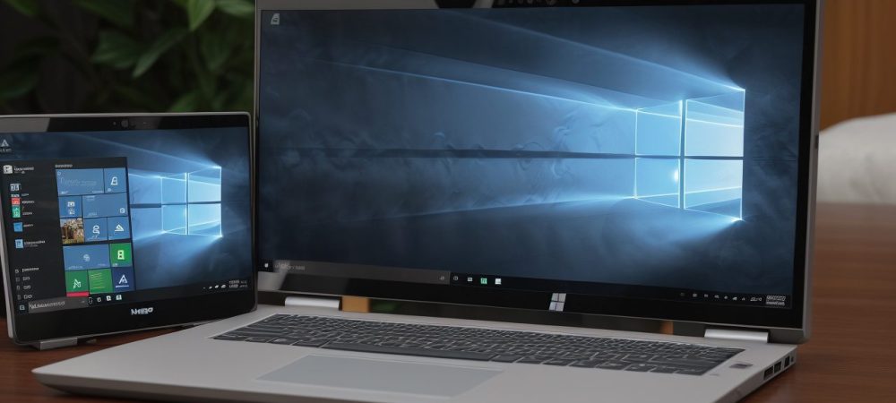 Interface intuitiva do Windows 10 exibida em tela, com atalhos e ferramentas para otimizar a rotina profissional
