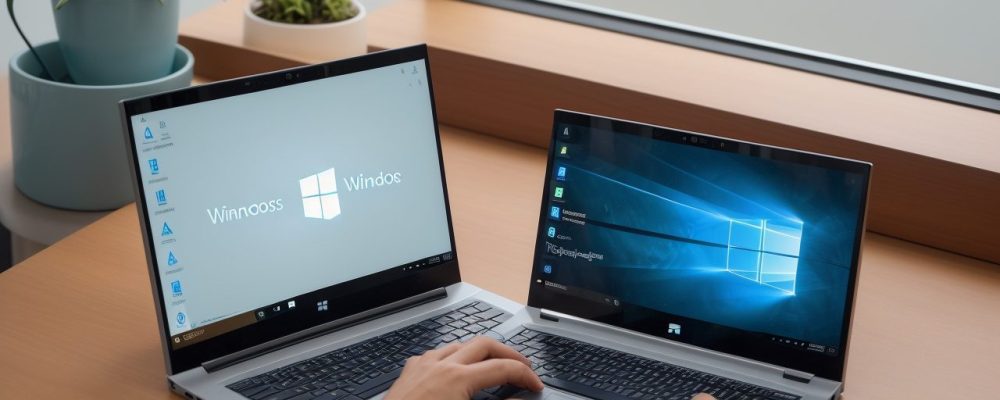 Funcionário público utilizando Windows 10 em ambiente de trabalho otimizado para eficiência e segurança.