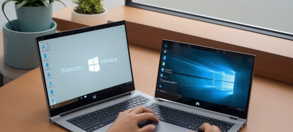 Funcionário público utilizando Windows 10 em ambiente de trabalho otimizado para eficiência e segurança.