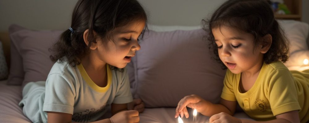 Cena acolhedora em abrigo com assistentes sociais e educadores interagindo carinhosamente com crianças, luz natural e tons quentes de amarelo.