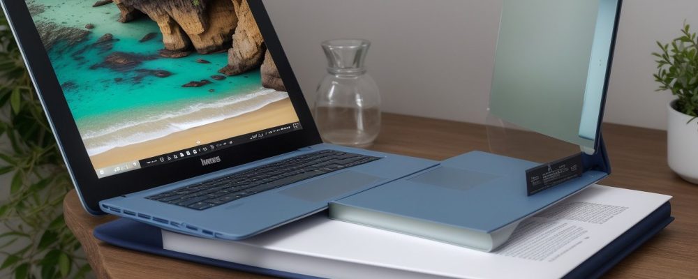 Advogado confiante apresentando sua defesa em tribunal cercado por livros e documentos sobre direito penal.