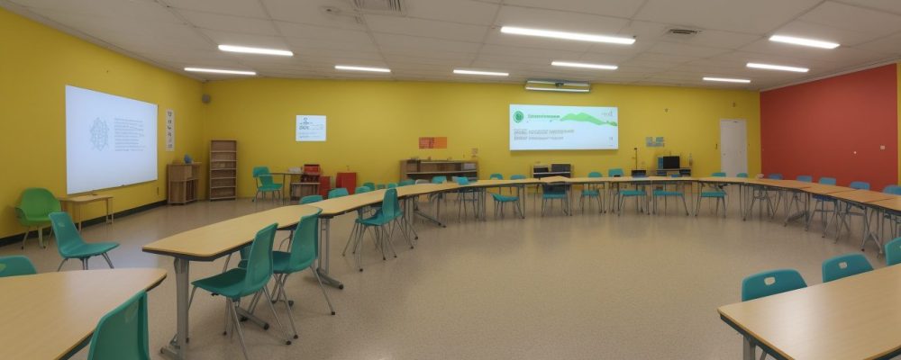 Sala de aula acolhedora com alunos formando um círculo e discutindo sentimentos, enquanto um professor observa com empatia.