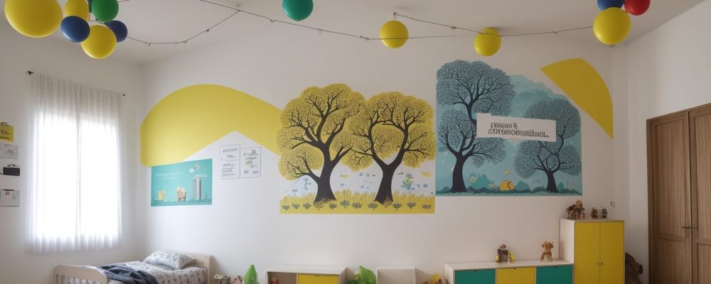 Crianças em sala de aula moderna, interagindo pacificamente, com ambiente acolhedor e luz natural, promovendo a comunicação.