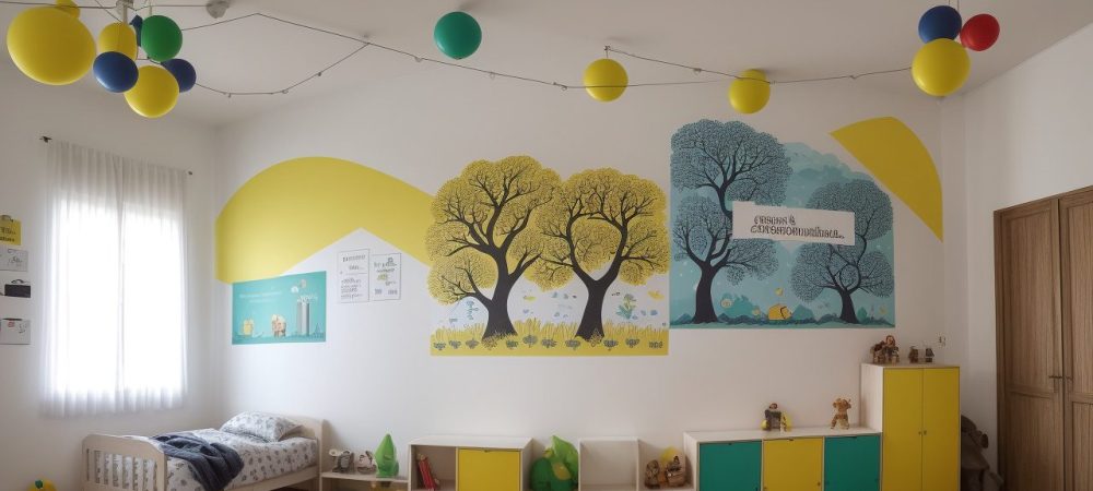 Crianças em sala de aula moderna, interagindo pacificamente, com ambiente acolhedor e luz natural, promovendo a comunicação.