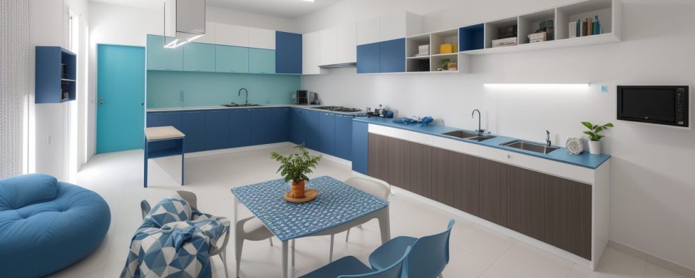 Um escritório moderno com computador exibindo interface de banco de dados, documentos e gráficos organizados, refletindo eficiência na gestão de dados.