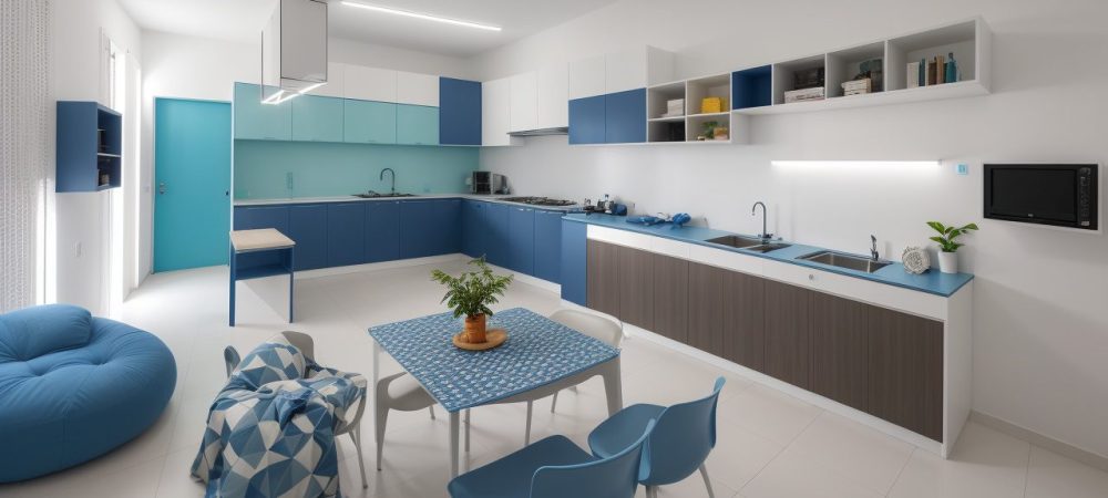 Um escritório moderno com computador exibindo interface de banco de dados, documentos e gráficos organizados, refletindo eficiência na gestão de dados.