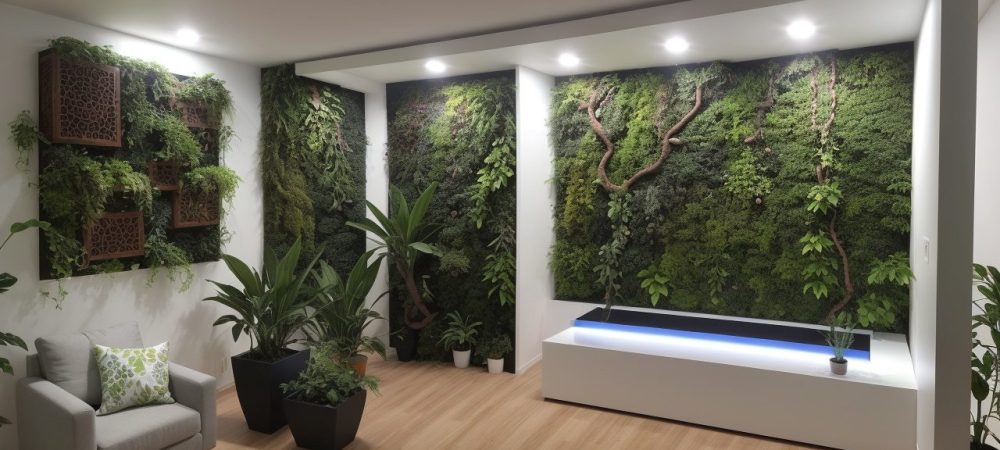 Profissional analisa projeto arquitetônico em computador, cercado por plantas e maquetes, em escritório iluminado naturalmente.