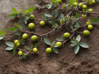 Agricultor examinando amostras de solo em campo verdejante, destacando a importância da análise para a agricultura sustentável