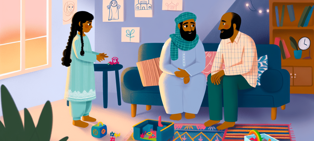 Criança interagindo com pais em sala de estar acolhedora, destacando apoio no transtorno desafiador opositivo.