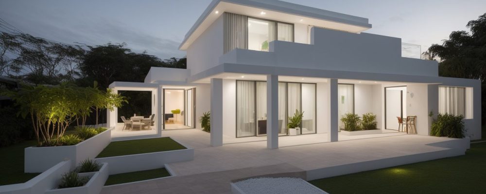 Um arquiteto em escritório moderno analisa projeto em tela digital, cercado por maquetes e ferramentas BIM, destacando criatividade e tecnologia.