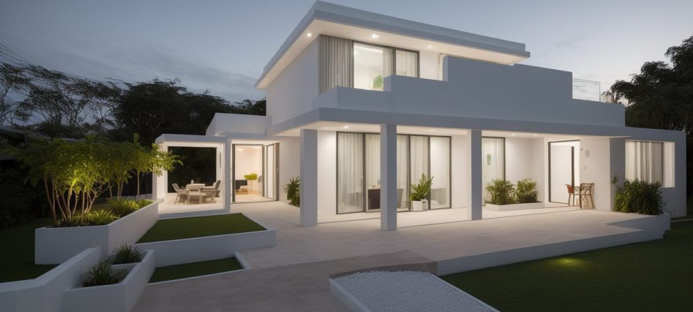 Um arquiteto em escritório moderno analisa projeto em tela digital, cercado por maquetes e ferramentas BIM, destacando criatividade e tecnologia.