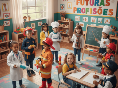 Crianças brincando de profissões na educação infantil