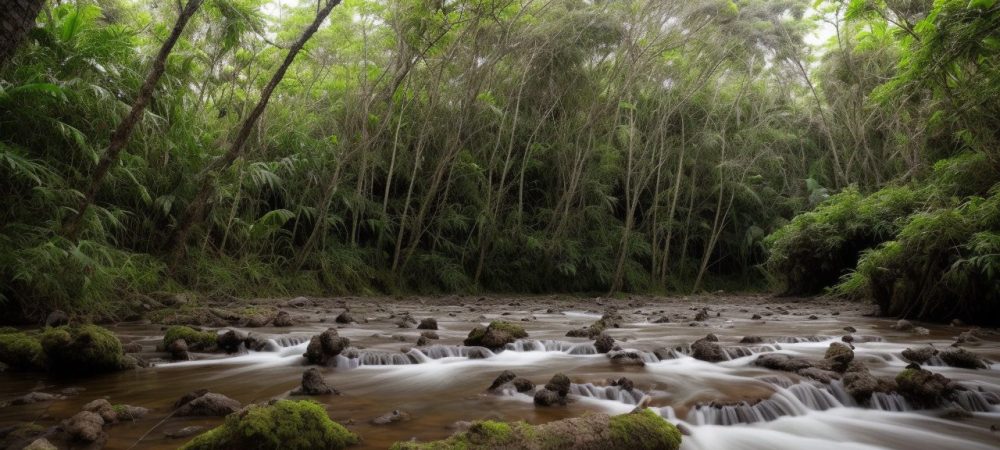 Auditor ambiental em campo verde, examinando documentos próximo à vegetação, simbolizando responsabilidade ambiental.