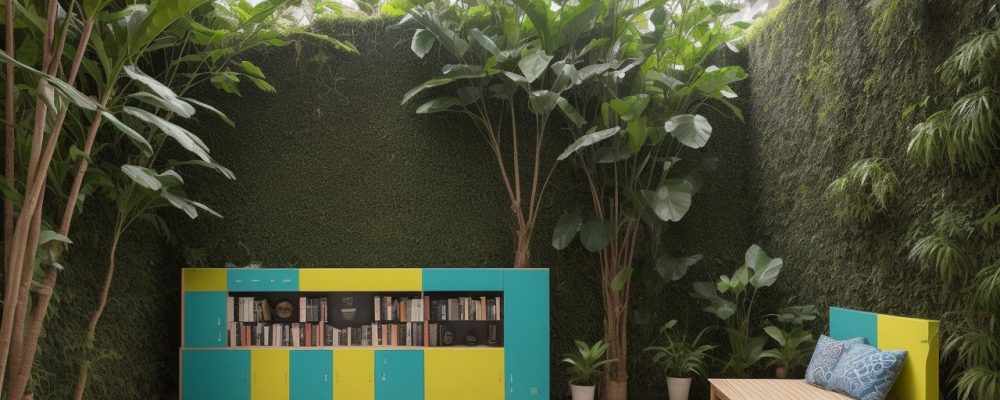 Biblioteca vibrante com estantes cheias de livros e bibliotecários interagindo com visitantes em um ambiente moderno.