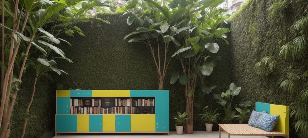 Biblioteca vibrante com estantes cheias de livros e bibliotecários interagindo com visitantes em um ambiente moderno.