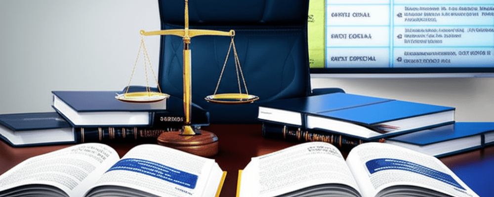 Ilustração da estrutura do Código Penal brasileiro com livros jurídicos, balança da justiça e artigos legais destacados