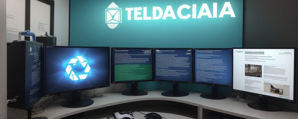 Funcionários em uma sala moderna de administração pública colaborando em tecnologia da informação e análise de dados.