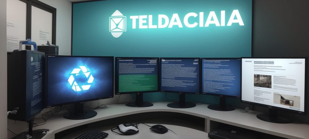 Funcionários em uma sala moderna de administração pública colaborando em tecnologia da informação e análise de dados.