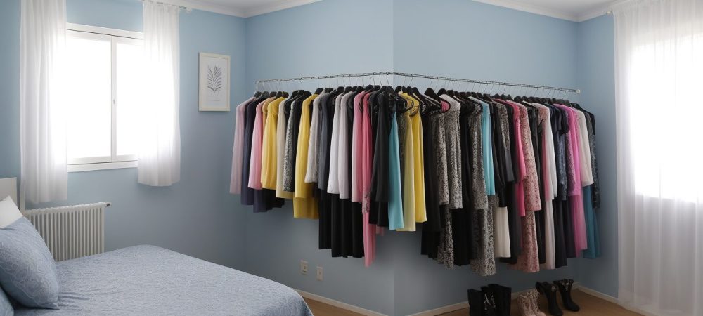 Roupas plus size coloridas em armário organizado refletindo estilo pessoal e conforto.
