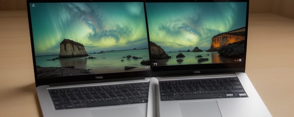 Mesa moderna com laptop exibindo gráficos de marketing digital, livros ao redor e apresentação sobre engajamento com cidadãos.