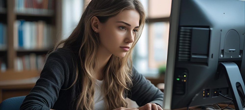 Estudante acessando plataforma online para conhecer os cursos gratuitos para horas complementares