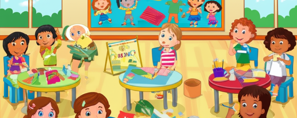 Crianças na educação infantil participando de atividades criativas e lúdicas para celebrar o Dia da Escola