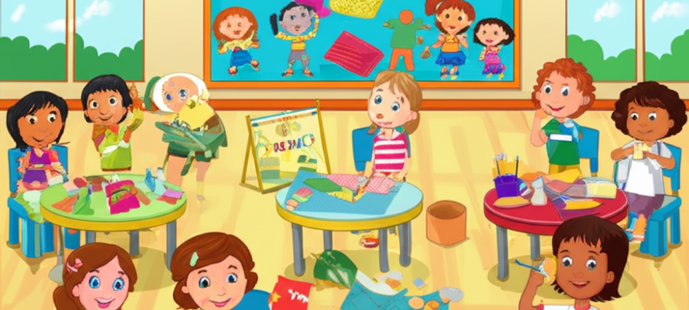 Crianças na educação infantil participando de atividades criativas e lúdicas para celebrar o Dia da Escola