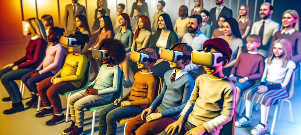 direitos-eca-educacao-inclusiva.webp Crianças em ambiente escolar inclusivo usando realidade virtual, com educadores apoiando, em cenário acolhedor e iluminado.