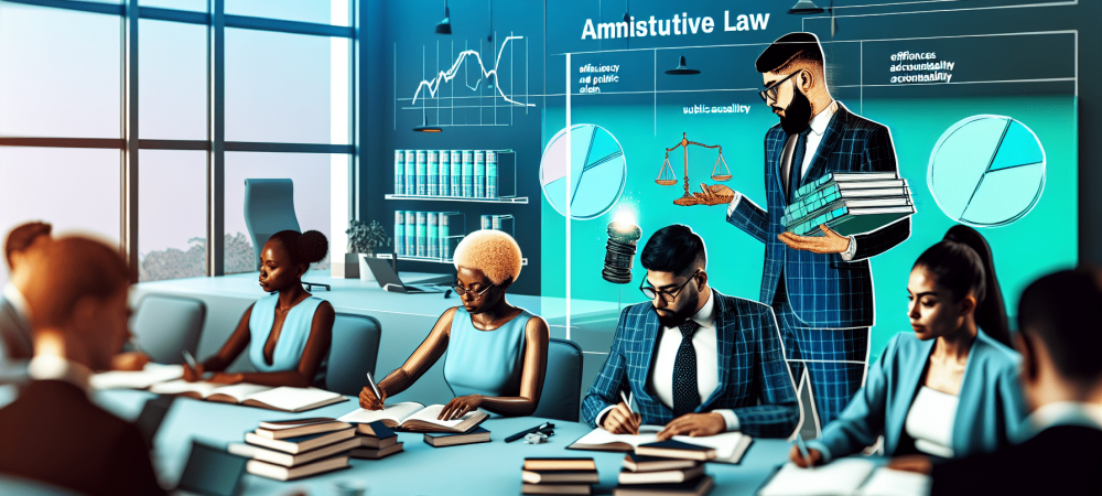 discussao-direito-administrativo-escritorio.webp Grupo diverso de profissionais em escritório discutem sobre direito administrativo com lousa e laptops.