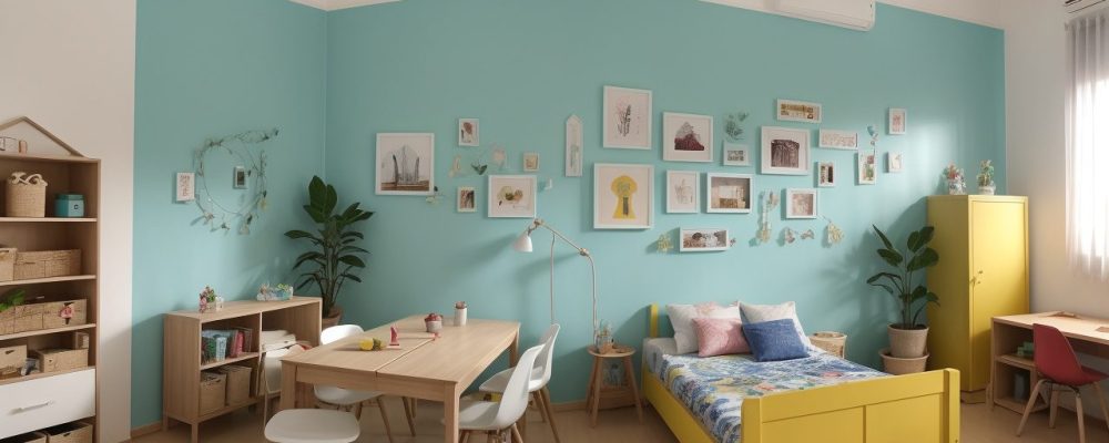 Crianças em sala de aula criativa participam de atividades de arte, como pintura e escultura, destacando expressão artística e colaboração.