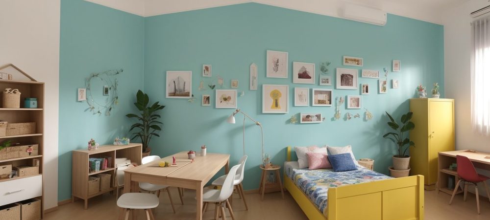 Crianças em sala de aula criativa participam de atividades de arte, como pintura e escultura, destacando expressão artística e colaboração.