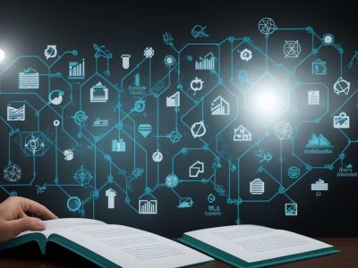 Empresário concentrado em escritório moderno analisando gráficos de planejamento tributário em um tablet, cercado por documentos sobre direito tributário.